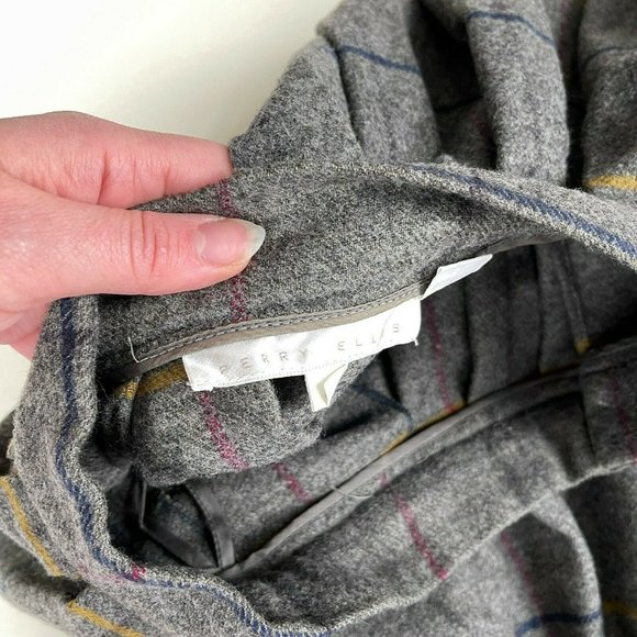 Cashmere A line Full Wool Skirt Vintage Plaid Pleated Grey Size XS Fit and flare - Picture 4 of 6